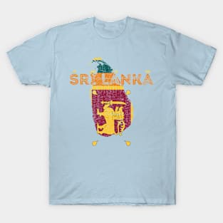 Sri Lanka Map Shape and Flag T-Shirt